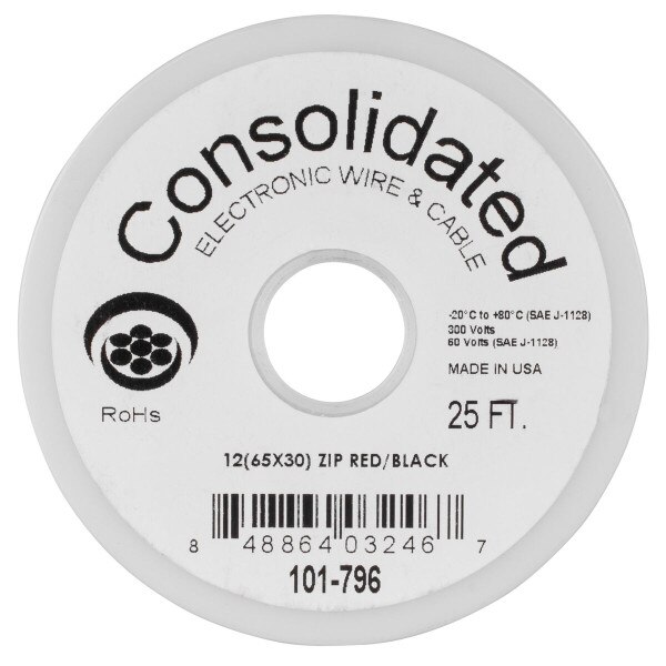 Main product image for Consolidated 25 ft. 12 AWG Power Speaker Wire (Re 101-796